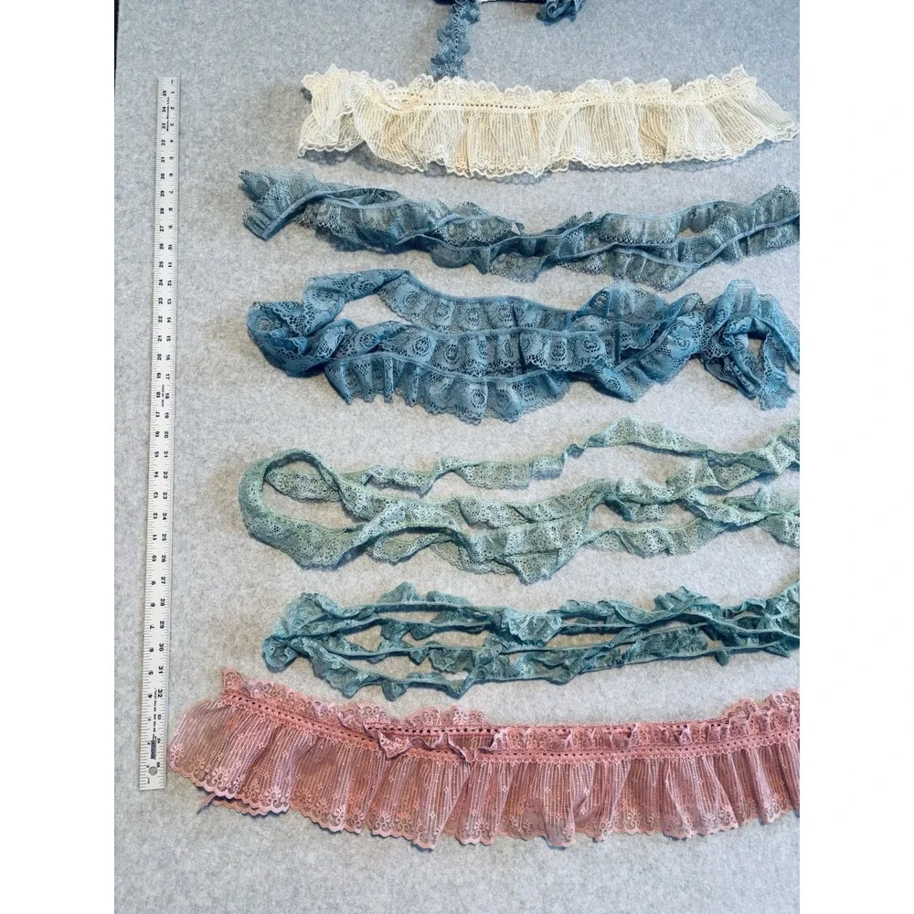 Lot of New Vintage Scalloped Lace Trims Sewing Craft Teal‎ White Pink Blue Green